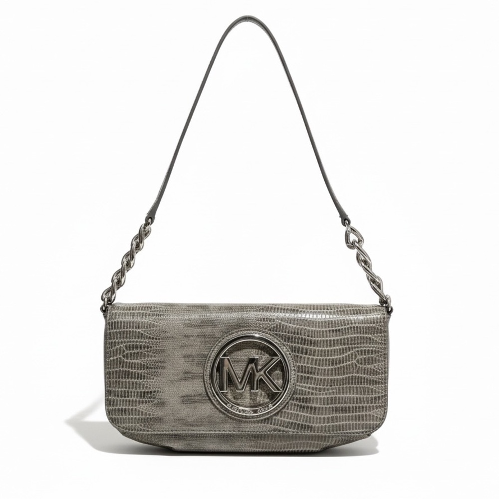 Michael Kors Textured Gray Python Shoulder Bag - image 1
